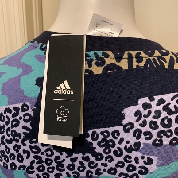 Adidas x Farm Rio Colab V neck dress. M. NWT - Picture 7 of 9